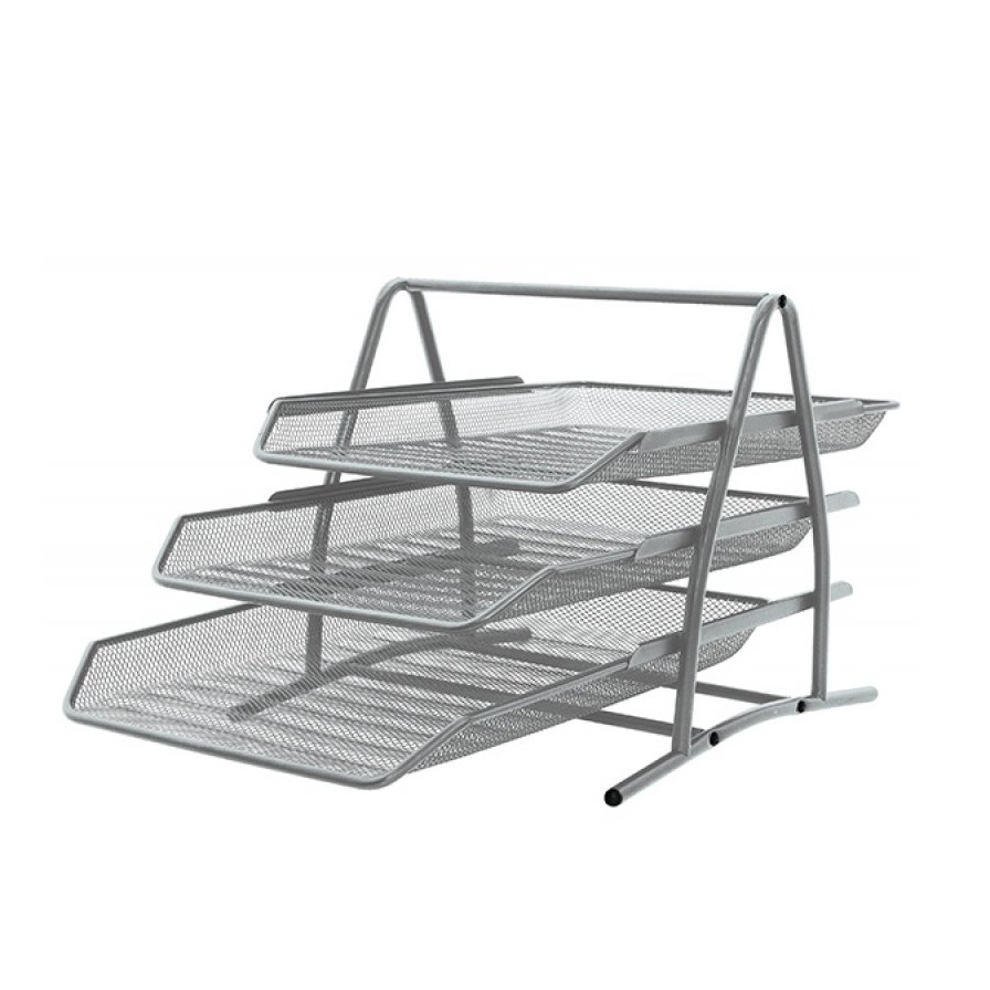 Zestaw na biurko Q-CONNECT Office Set, metalowy, 3 szufladki, srebrny