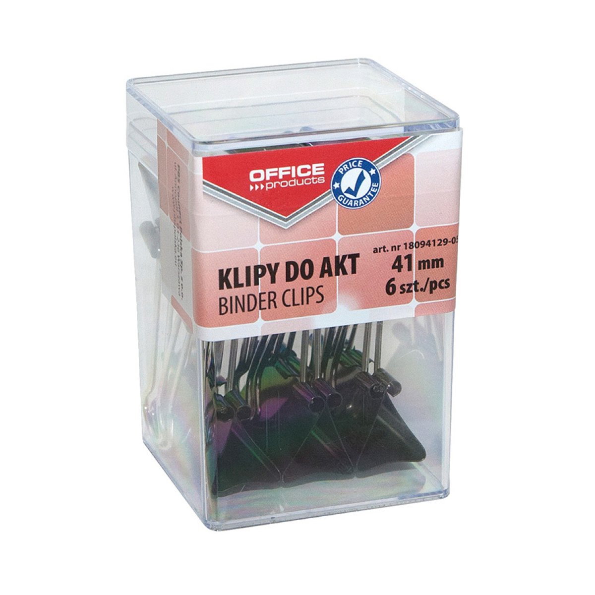 Klipy do dokumentów OFFICE PRODUCTS, 41mm, 6szt., w pudełku, czarne