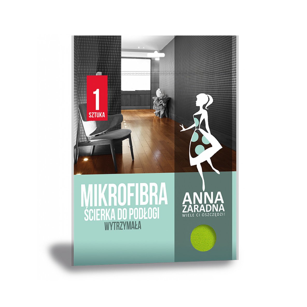 Mikrofibra ściereczka do podłogi ANNA ZARADNA, 1 szt., zielony
