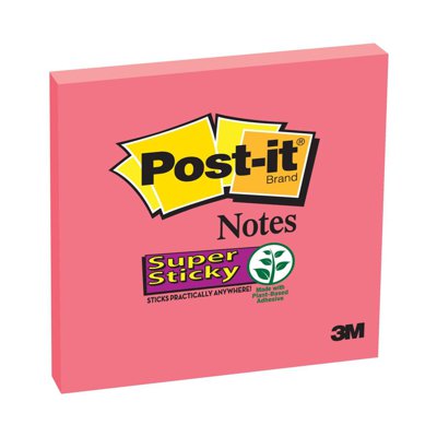 Bloczek samoprzylepny Postit® Super Sticky, różowy, 90 kartek, 76x76 mm