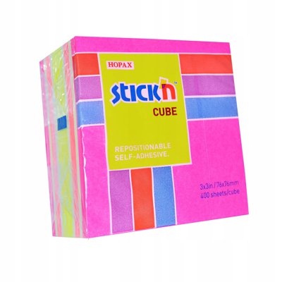 Bloczek samoprzylepny 76x76mm 400k mix różowy/żółty STICK