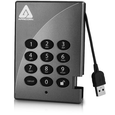 Dysk zewnętrzny, szyfrowanie 128 -bitowe Apricorn Padlock - USB 2.0 500GB