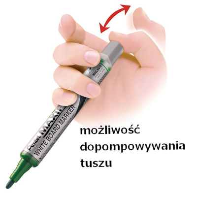 Marker z tłoczkiem dozującym płynny tusz do końcówki zielony