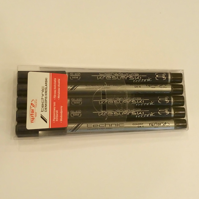 Cienkopis kreślarski Rystor komplet 5szt. w etui