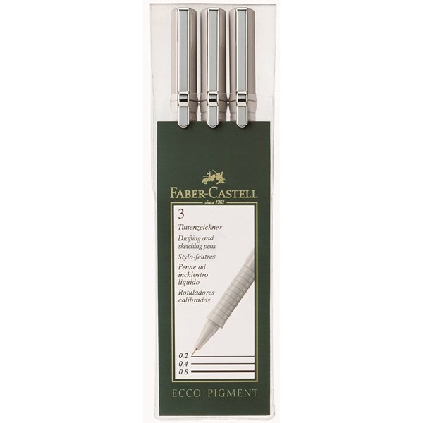 Cienkopisy Ecco Pigment Faber Castell, 3 sztuki