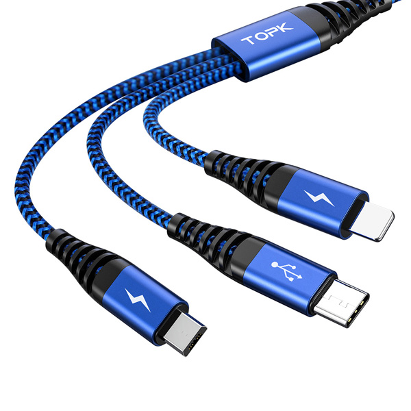 Kabel USB, 3 w 1, micro USB / iPhone / typ C, 1M