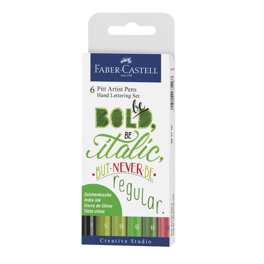 Faber Castell, Pitt Artist Pen Hand Lettering, odcienie zielone, 6 szt.
