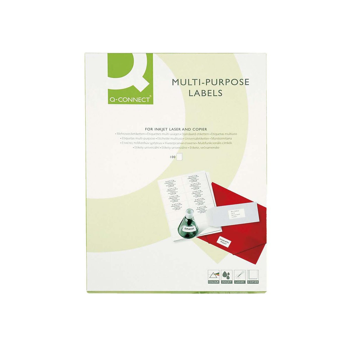 Etykiety uniwersalne Q-CONNECT, 96,5x42,30mm, prostokątne, białe 100 ark.