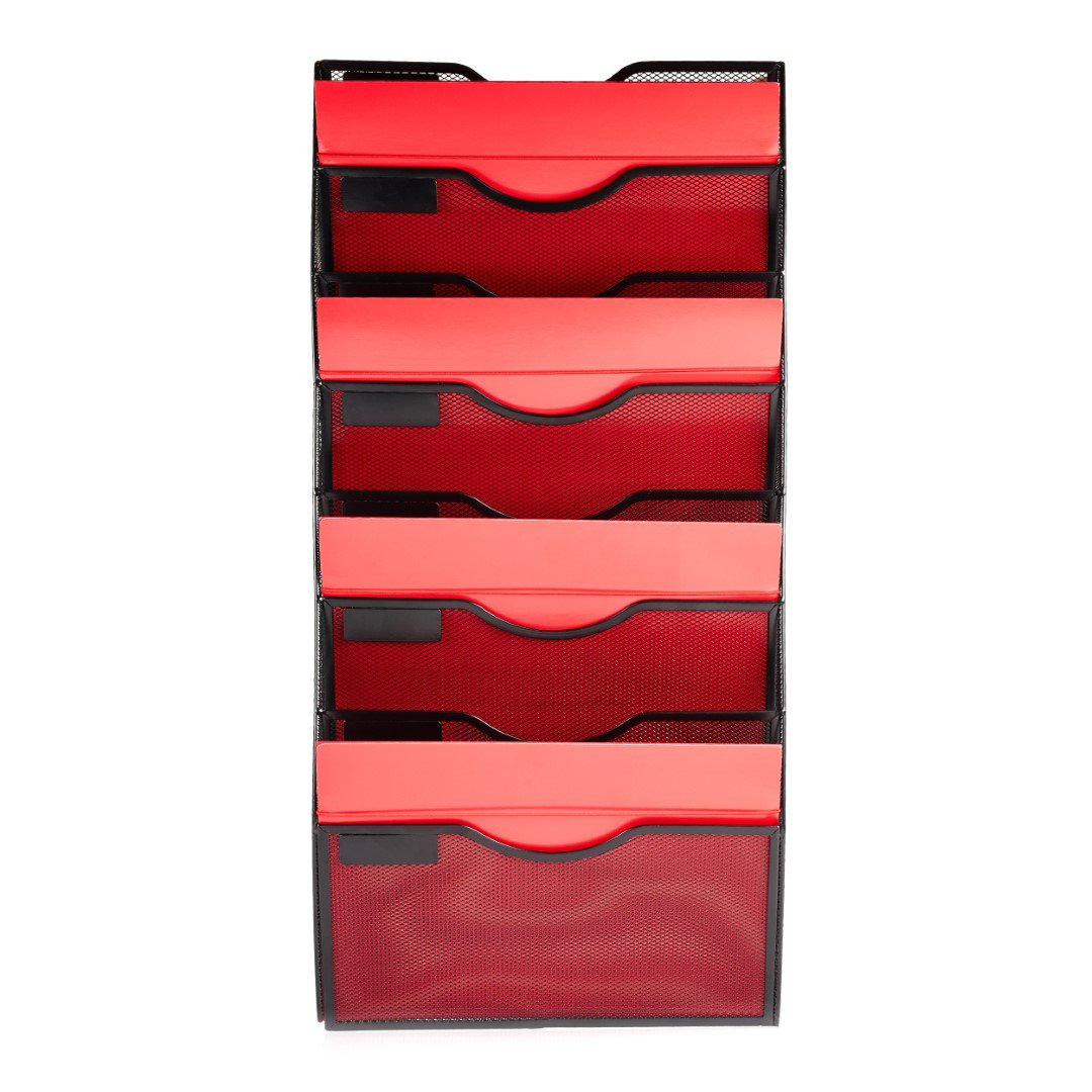 Eleganckie półki na dokumenty, metalowy naścienny organizer 8 półek, czarny