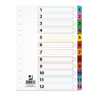 Przekładki Q-CONNECT Mylar, karton, A4, 225x297mm, 1-12, 12 kart, lam. indeks, mix kolorów