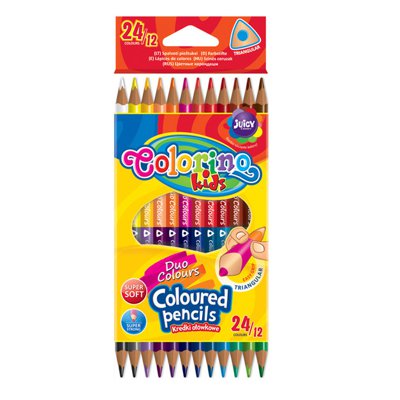 Kredki ołówkowe, dwukolorowe, Colorino Kids, 24 kolory