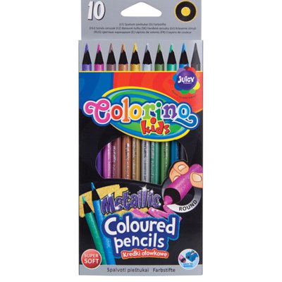 Kredki ołówkowe, okrągłe, metallic, 10 kolorów