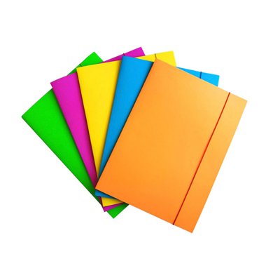 Teczka z gumką OFFICE PRODUCTS Fluo, karton/lakier, A4, 300gsm, 3-skrz., mix kolorów
