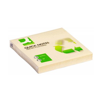 Bloczek samoprzylepny Q-CONNECT 100% Recycled, 76x76mm, 100 kart., żółty