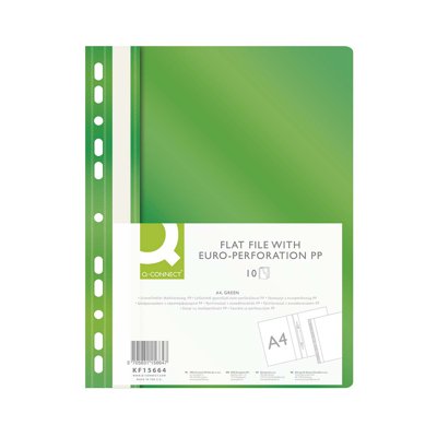 Skoroszyt Q-CONNECT, PP, A4, standard, 120/170mikr., wpinany, zielony