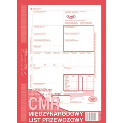 CMR Międzynarodowy list przewozowy (numerowany), A4, (o+4k)