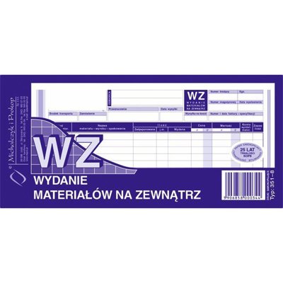 WZ Wydanie materałów na zewn., 1/3 A4, wielokopia