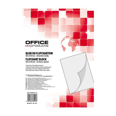 Blok do flipchartów OFFICE PRODUCTS, kratka, 58,5x81cm, 20 kart., biały