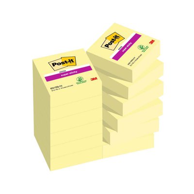 Karteczki samoprzylepne Post-it Super Sticky Żółte 48x48mm 12x90 karteczek