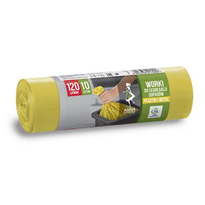 Worki do segregacji odpadów ANNA ZARADNA, metal, plastik, 120 l, 10 szt., żółte, żółty