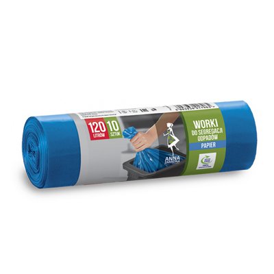 Worki do segregacji odpadów ANNA ZARADNA, papier, 120 l, 10szt., niebieskie, niebieski