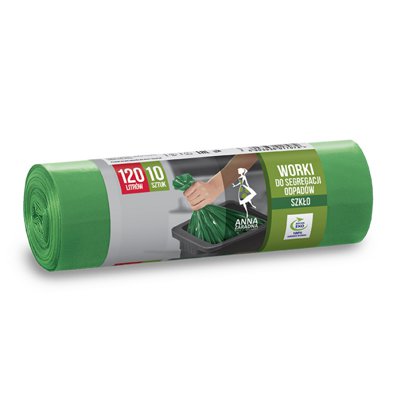 Worki do segregacji odpadów ANNA ZARADNA, szkło, 120 l, 10 szt., zielone, zielony