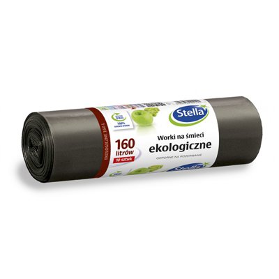 Worki na śmieci STELLA, ekologiczne, 160 l, 10 szt., czarny