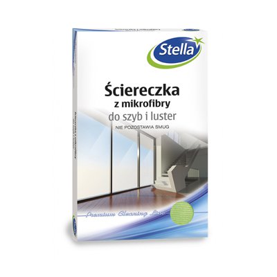 Ściereczka z mikrofibry STELLA, do szyb i luster, 1 szt., zielony