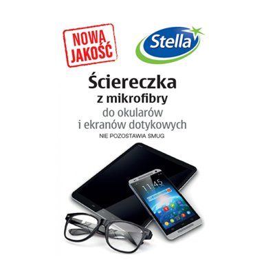Ściereczka z mikrofibry STELLA, do okularów i ekranów dotykowych, 1 szt., biała z nadrukiem w logo Stella