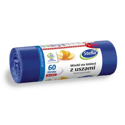 Worki na śmieci STELLA, z uszami, 60 l, 20 szt., granatowe, granatowy