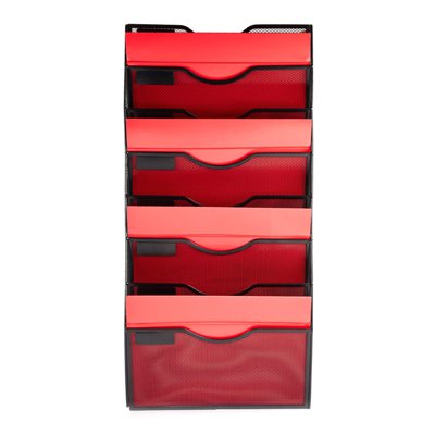 Eleganckie półki na dokumenty, metalowy naścienny organizer 8 półek, czarny